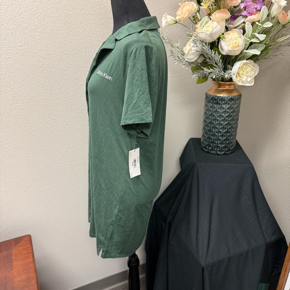 NWT Calvin Klein Soft Button-Front Sleep Shirt Dress - Green, Size S - Picture 3 of 8